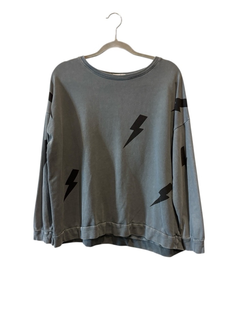 Tribe Lightning Bolt Gray Oversized Crewneck Sweatshirt Small